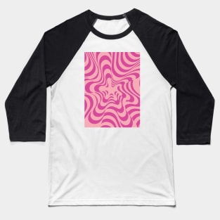 Abstract Groovy Retro Liquid Swirl Pink Pattern Baseball T-Shirt